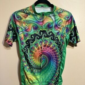 Psychedelic Fractal Cycling Jersey Short Sleeve Zip Front